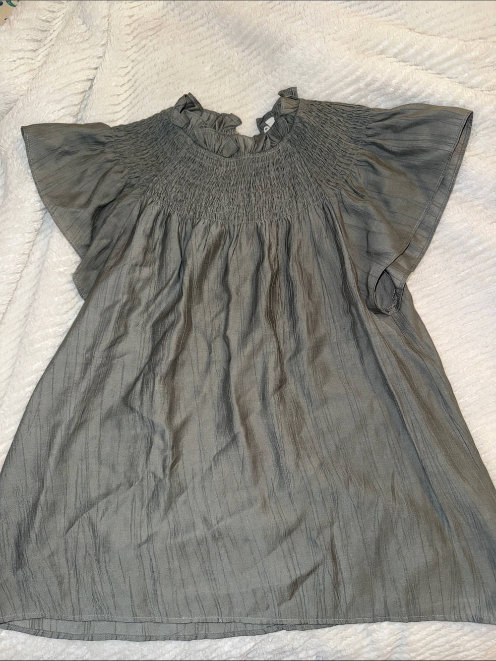 moodie ruffle sleeve smocked top